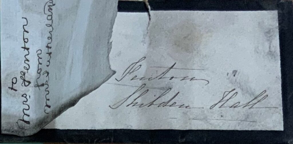 Photo of envelope addressed to Lydia Fenton Shibden Hall