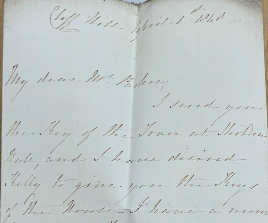 Partial letter from Lydia Fenton to Robert Parker