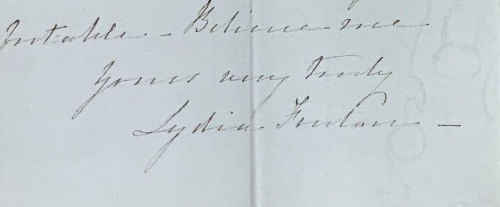 Partial letter from Lydia Fenton