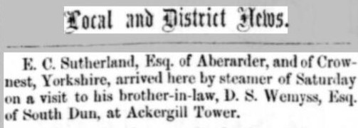 Image of newspaper clipping of Evan Charles visiting his sister Elizabeth and family.