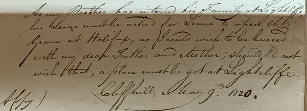 Image of Mary Walker's Abstract from her will regarding where she'd like to be buried.
